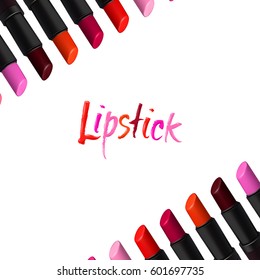 Vector lipstick set on white background. Beauty illustration