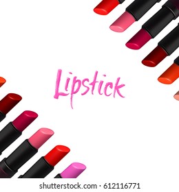 Vector lipstick set on white background. Beauty illustration