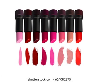 Vector lipstick set on white background. Beauty illustration