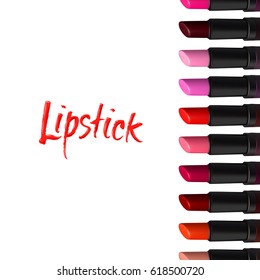 Vector lipstick set on white background. Beauty illustration