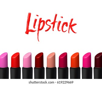 Vector lipstick set on white background. Beauty illustration