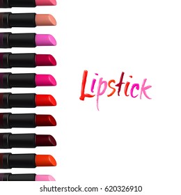 Vector lipstick set on white background. Beauty illustration