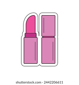Vektor Lippenstift Aufkleber auf weißem Hintergrund.