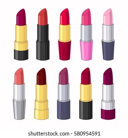 Vector lipsticks. Isolated set of illustrations on white