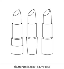 Vector lipsticks silhouette. Isolated objects on white. 