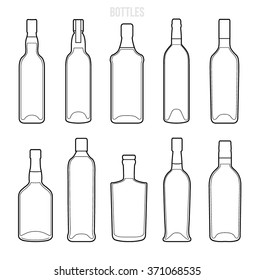 Vector Liqueur bottle icons Outlines