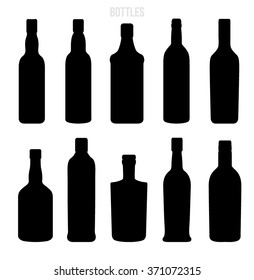 Vector Liqueur Bottle Icons Silhouettes