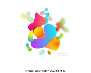 Vector liquid 3d fluid paint. Abstract water 3d background. Colorful plastic or oil shapes. Modern hipster or retro style. Digital and macro purple concept.