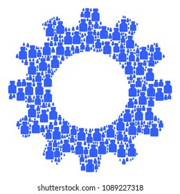 Vector liquid bottle icons are organized into gearwheel mosaic. Engineering design concept constructed of liquid bottle icons.