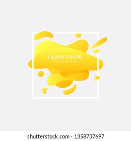 Vector Liquid Color Gradient template. Trendy abstract style background. Flat geometric shapes of different colors with outline in memphis design style. - Vector