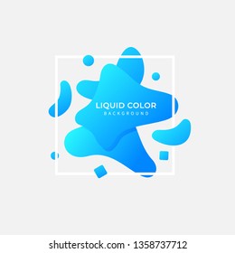 Vector Liquid Color Gradient template. Trendy abstract style background. Flat geometric shapes of different colors with outline in memphis design style. - Vector