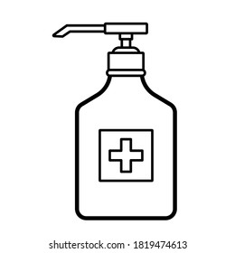 Vector liquid disinfection pump bottle icon.