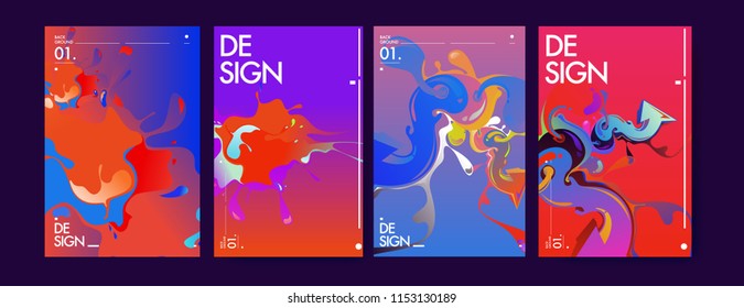 Vector liquid and flow colorful background. Splash of paint illustration. Set of poster and cover design template in eps10.