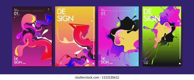 Vector liquid and flow colorful background. Splash of paint illustration. Set of poster and cover design template in eps10.
