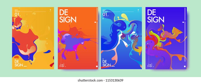 Vector liquid and flow colorful background. Splash of paint illustration. Set of poster and cover design template in eps10.
