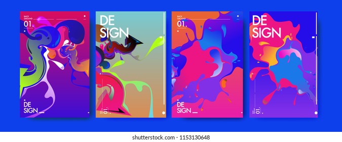 Vector liquid and flow colorful background. Splash of paint illustration. Set of poster and cover design template in eps10.

