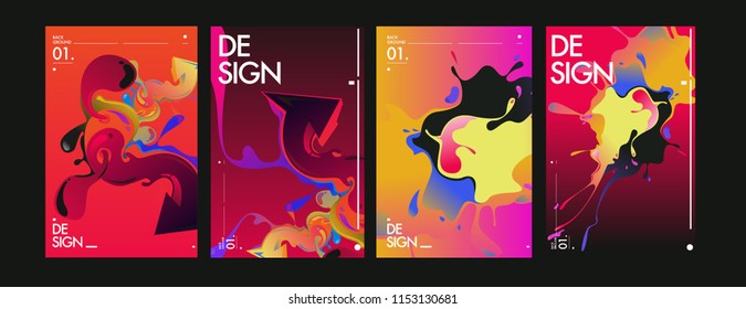 Vector liquid and flow colorful background. Splash of paint illustration. Set of poster and cover design template in eps10.
