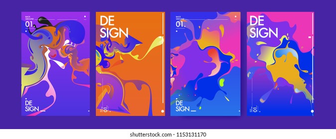 Vector liquid and flow colorful background. Splash of paint illustration. Set of poster and cover design template in eps10.

