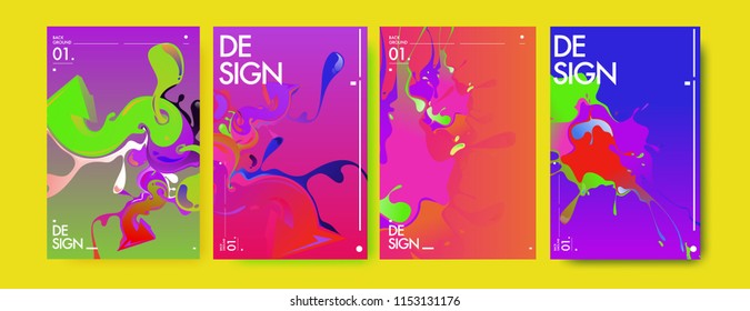 Vector liquid and flow colorful background. Splash of paint illustration. Set of poster and cover design template in eps10.
