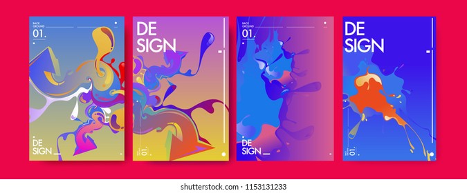Vector liquid and flow colorful background. Splash of paint illustration. Set of poster and cover design template in eps10.
