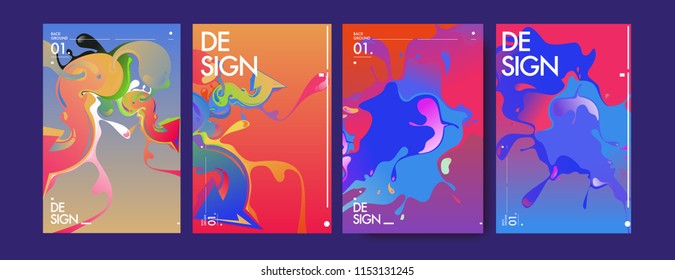 Vector liquid and flow colorful background. Splash of paint illustration. Set of poster and cover design template in eps10.
