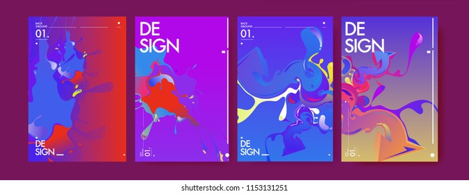 Vector liquid and flow colorful background. Splash of paint illustration. Set of poster and cover design template in eps10.
