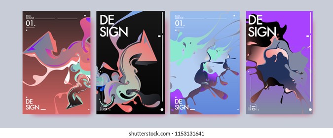 Vector liquid and flow colorful background. Splash of paint illustration. Set of poster and cover design template in eps10.
