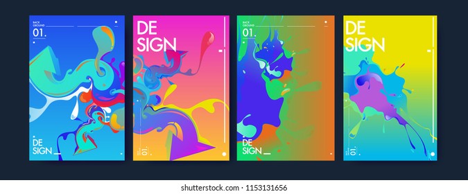 Vector liquid and flow colorful background. Splash of paint illustration. Set of poster and cover design template in eps10.

