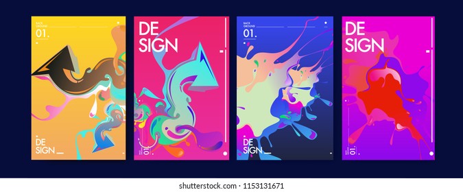 Vector liquid and flow colorful background. Splash of paint illustration. Set of poster and cover design template in eps10.
