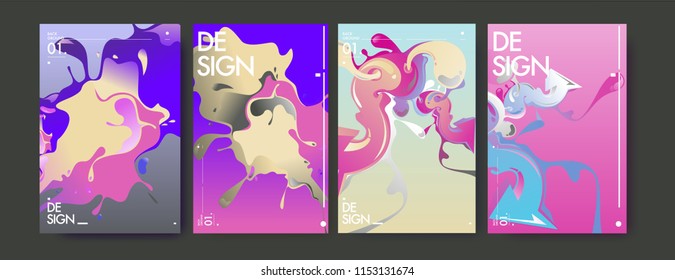 Vector liquid and flow colorful background. Splash of paint illustration. Set of poster and cover design template in eps10.
