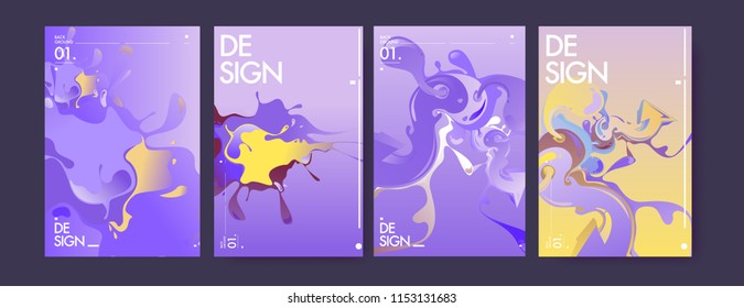 Vector liquid and flow colorful background. Splash of paint illustration. Set of poster and cover design template in eps10.
