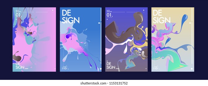 Vector liquid and flow colorful background. Splash of paint illustration. Set of poster and cover design template in eps10.
