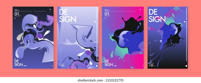 Vector liquid and flow colorful background. Splash of paint illustration. Set of poster and cover design template in eps10.
