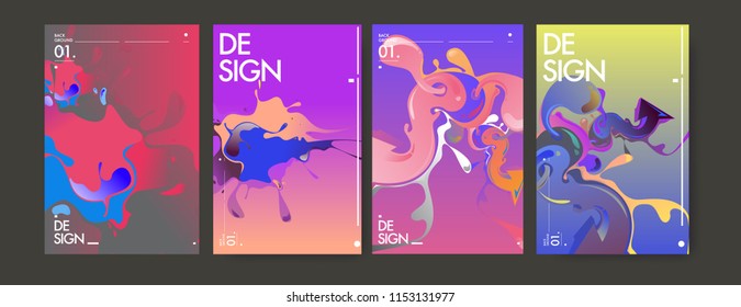 Vector liquid and flow colorful background. Splash of paint illustration. Set of poster and cover design template in eps10.

