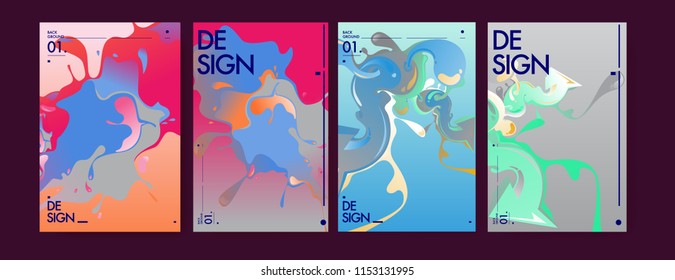 Vector liquid and flow colorful background. Splash of paint illustration. Set of poster and cover design template in eps10.
