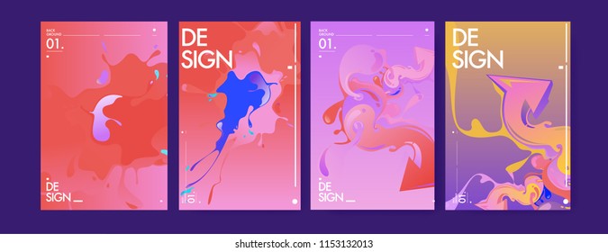 Vector liquid and flow colorful background. Splash of paint illustration. Set of poster and cover design template in eps10.
