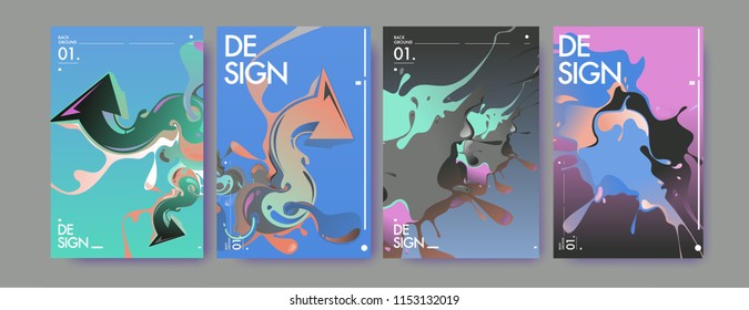Vector liquid and flow colorful background. Splash of paint illustration. Set of poster and cover design template in eps10.
