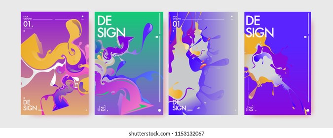 Vector liquid and flow colorful background. Splash of paint illustration. Set of poster and cover design template in eps10.
