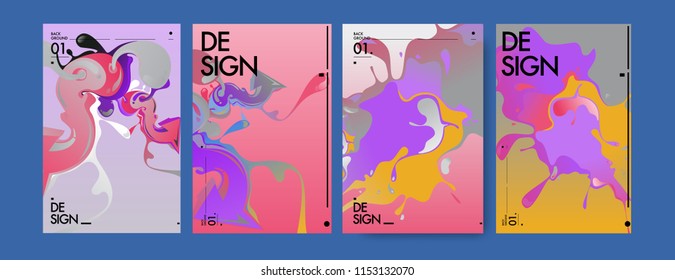 Vector liquid and flow colorful background. Splash of paint illustration. Set of poster and cover design template in eps10.
