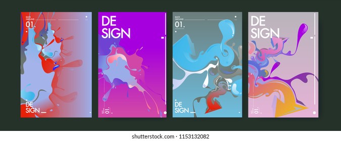 Vector liquid and flow colorful background. Splash of paint illustration. Set of poster and cover design template in eps10.
