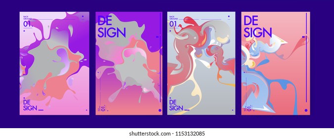 Vector liquid and flow colorful background. Splash of paint illustration. Set of poster and cover design template in eps10.

