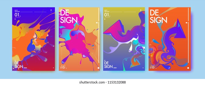 Vector liquid and flow colorful background. Splash of paint illustration. Set of poster and cover design template in eps10.
