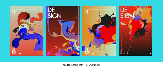 Vector liquid and flow colorful background. Splash of paint illustration. Set of poster and cover design template in eps10.