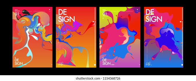 Vector liquid and flow colorful background. Splash of paint illustration. Set of poster and cover design template in eps10.