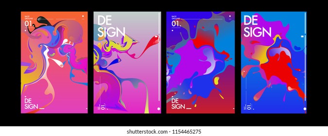 Vector liquid and flow colorful background. Splash of paint illustration. Set of poster and cover design template in eps10.
