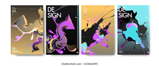 Vector liquid and flow colorful background. Splash of paint illustration. Set of poster and cover design template in eps10.