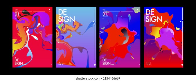 Vector liquid and flow colorful background. Splash of paint illustration. Set of poster and cover design template in eps10.