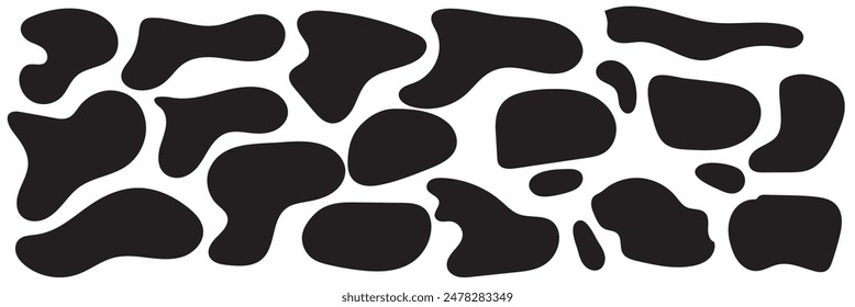 Vector liquid shadows random shapes. Black cube drops simple shapes. vector illustration isolate on white background.