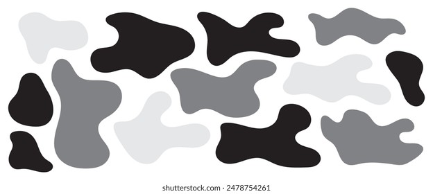 Vector liquid shadows random shapes. Black cube drops simple shapes. vector illustration isolate on white background.