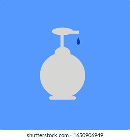 Vector Liquid Soap Bottle For Hand Washing Protect From Virus And Germ On Blue Background